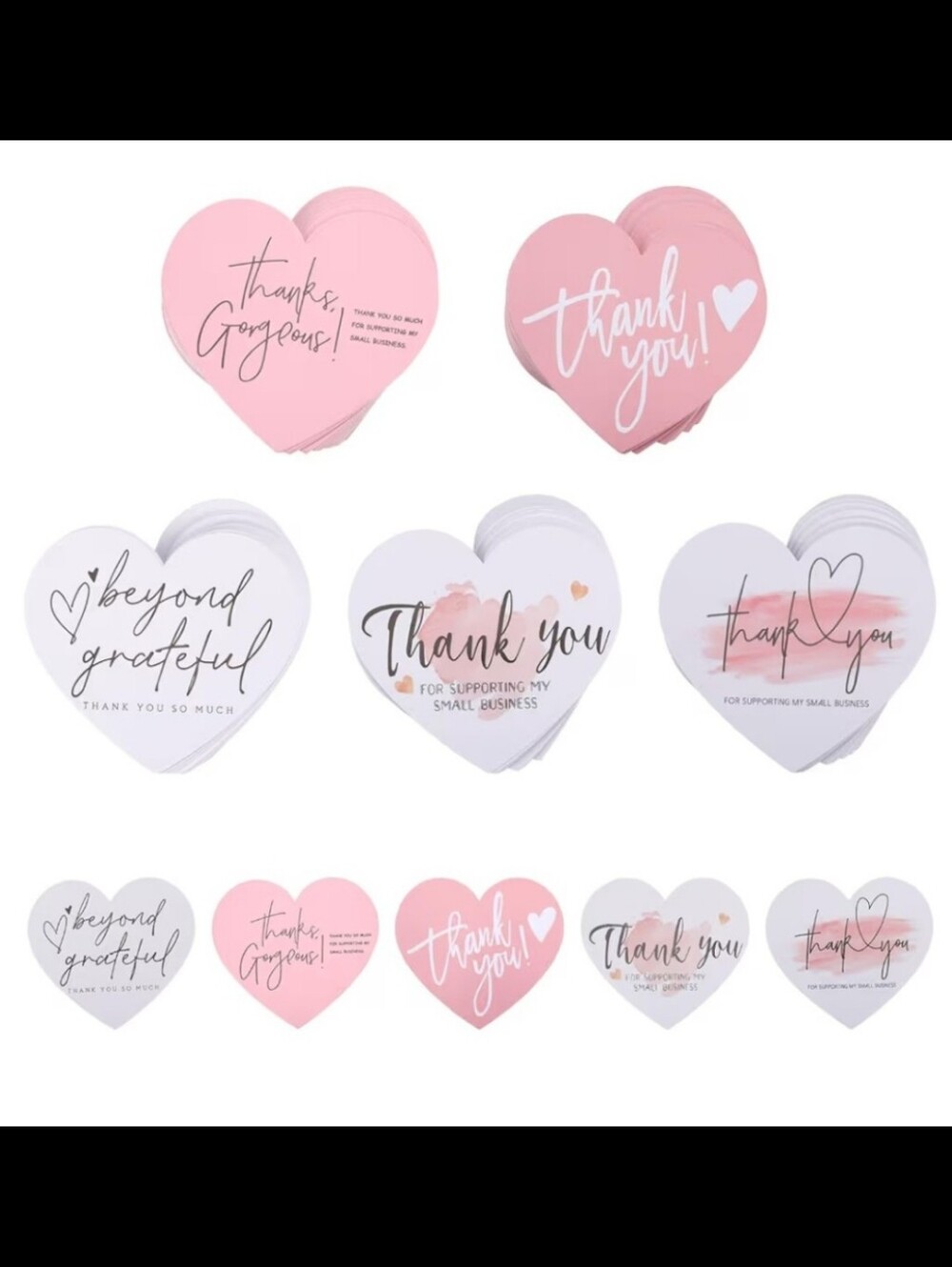 100ct ~  "HEARTS" THANK YOU CARDS ASSORTMENT